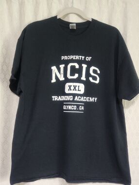 NCIS Black Tee with White Label Print